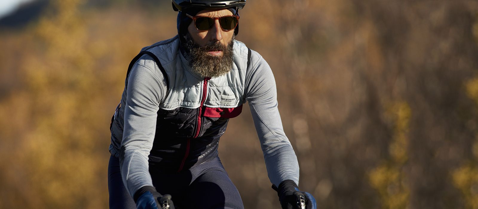 Zateplená cyklistická vesta ALBERTINE Café du Cycliste modro modrá